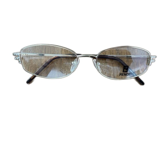 VTG Fendi Crystal Logo Designer Italy Golden Glimmer F555 Eyeglasses 52-17-135 - Picture 1 of 11